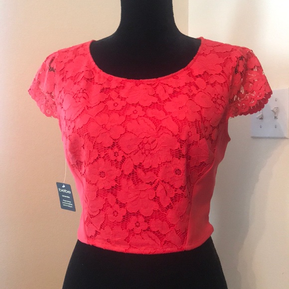 bebe Tops - ❤️Bebe lace crop top open back NWT❤️